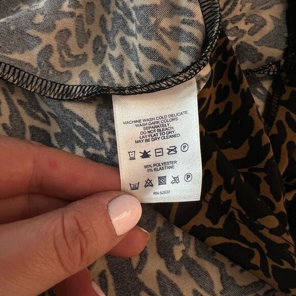 Lands End Brown Black Abstract Slip On Long Sleeve Business Casual Dress Small - Picture 8 of 9